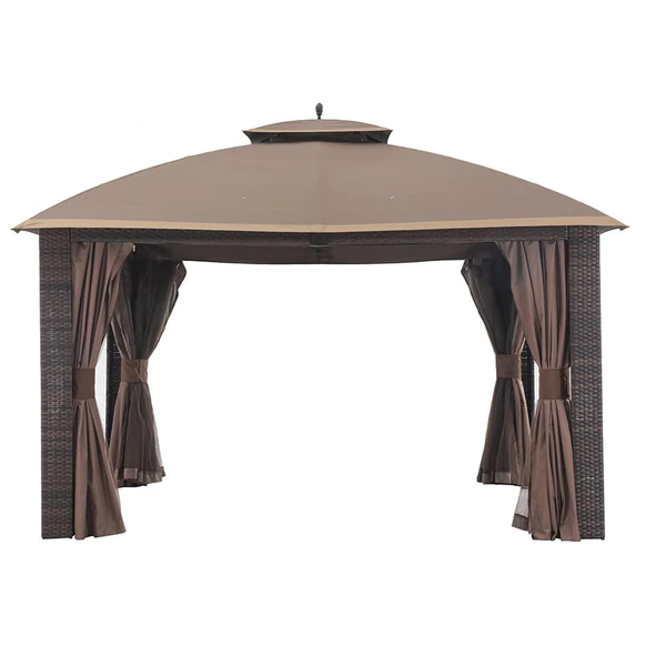 Sunjoy Dark Brown+Ginger Snap Replacement Canopy For Riviera Gazebo 10X12 Ft L-GZ815PST Sold At Big Lots patios indesign