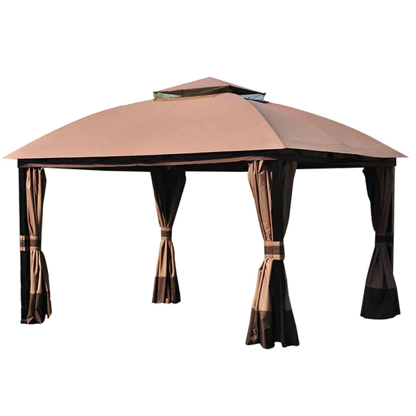 Sunjoy Ginger Snap+Dark Brown Replacement Canopy (Deluxe Version) For South Hampton Gazebo (11x13 FT) L-GZ215PST-A Sold At Big Lots