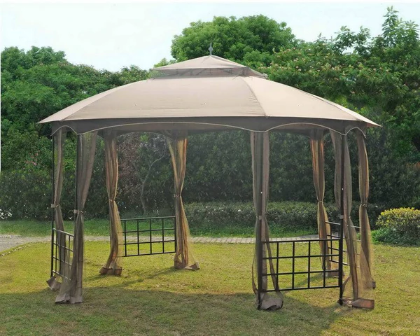 Sunjoy Ginger Snap+Dark Brown Replacement Canopy For Newport Octagon Gazebo (11x13 FT) L-GZ660PST Sold At Big Lots