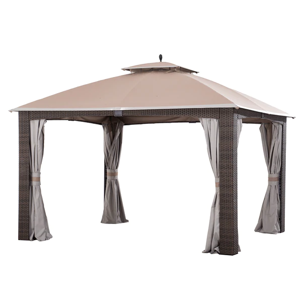 Sunjoy Khaki Replacement Canopy For Augusta Wicker Gazebo (10X12 Ft) L-GZ1190PST Sold At Big Lots