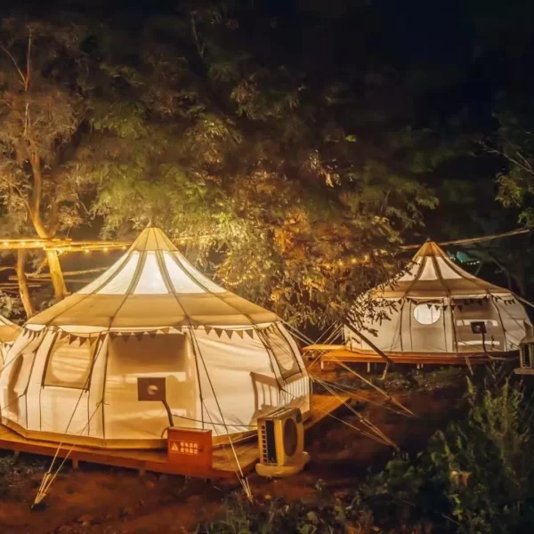 Yurt Waterproof Outdoor Camping Cotton Canvas 5m Bell Tent Teepee Yurt Glamping Tent - Image 2
