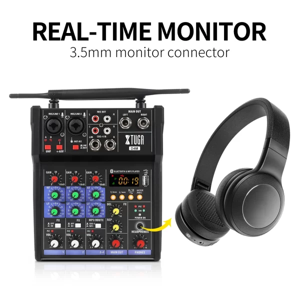 48V Interface Usb Sound Mixing 4 Channels Mini Music Microphone Studio Controller Audio Console Video Digital Dj Mixer With Mic - Image 3