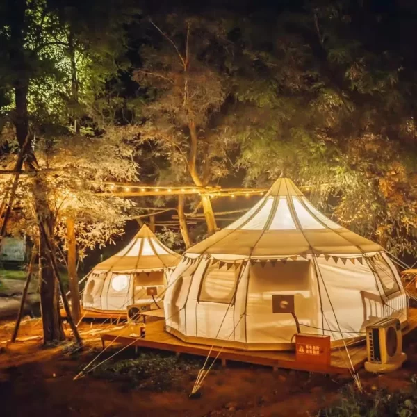 Yurt Waterproof Outdoor Camping Cotton Canvas 5m Bell Tent Teepee Yurt Glamping Tent - Image 6