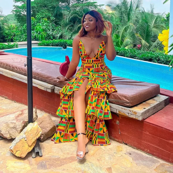 Africa Sexy Kente Print Maxi wax dress 100%Cotton African Dresses For Women Clothing african dress for women clothing free size - Image 2