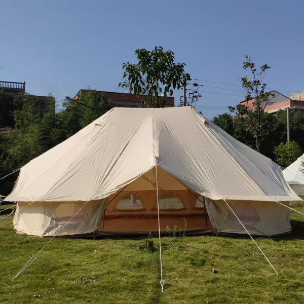 Outdoor  Four Season Family Camping and Winter Glamping Cotton Canvas Yurt Bell Tent with Mosquito Screen Door - Image 2