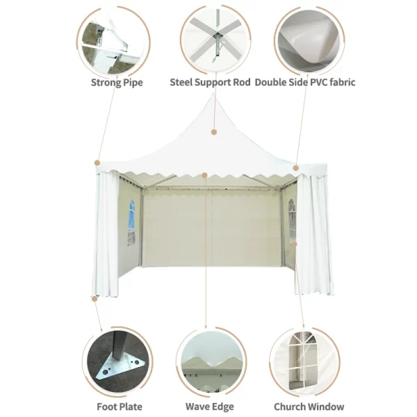 5X5 Professional High Quality White Wedding Party Event Waterproof Exhibition tents Garden Marquee Trade Show Tent Pagoda Tents - Image 4