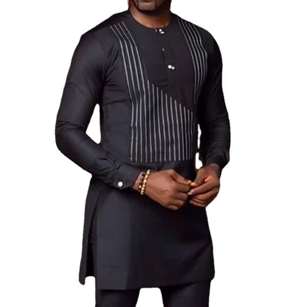 Africa New Ethnic Style Casual Slim Fit Robe Two Pieces Sets Long Sleeve Abaya Thobes Muslim Suits Men Islamic Clothing - Image 6