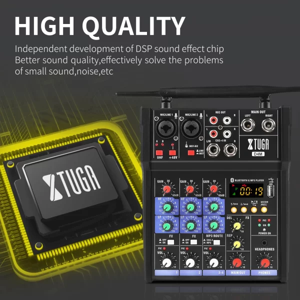 48V Interface Usb Sound Mixing 4 Channels Mini Music Microphone Studio Controller Audio Console Video Digital Dj Mixer With Mic - Image 5