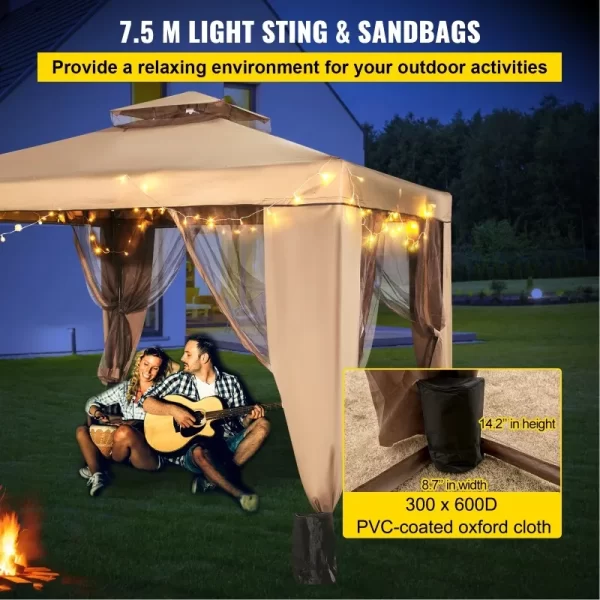 10' X 10' Up Brown Square Gazebo Cenadores De Jardin Party Tent - Image 5