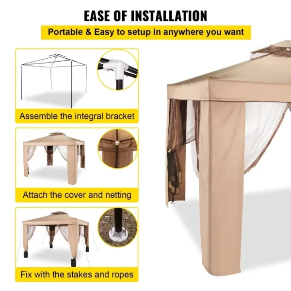 10' X 10' Up Brown Square Gazebo Cenadores De Jardin Party Tent - Image 6