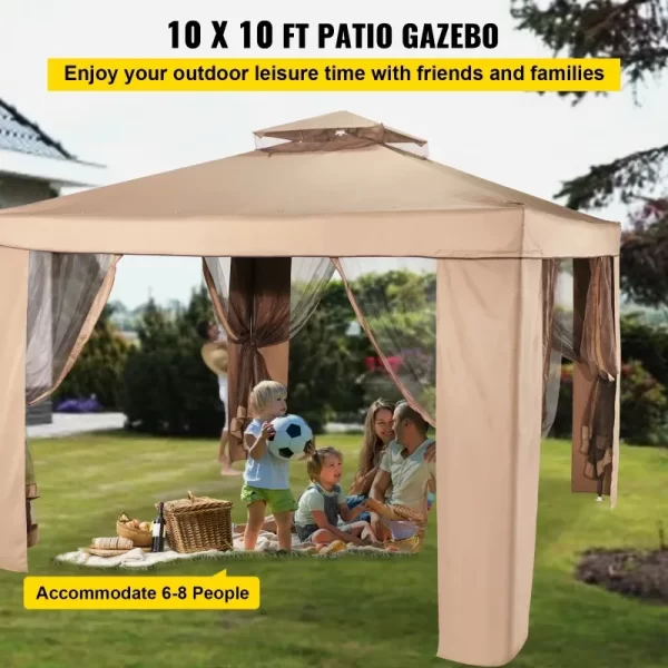 10' X 10' Up Brown Square Gazebo Cenadores De Jardin Party Tent