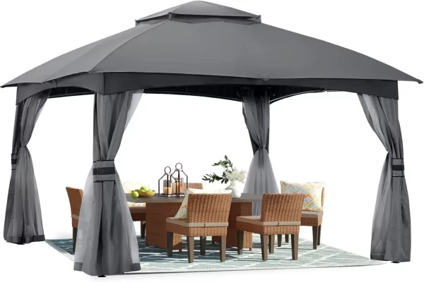 ABCCANOPY 10x12 Patio Outdoor Gazebo - Patio Gazebo with Mosquito Netting and Outdoor Canopy Top - Dark Grey - Image 4