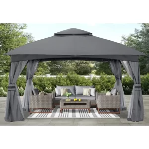 ABCCANOPY 10x12 Patio Outdoor Gazebo - Patio Gazebo with Mosquito Netting and Outdoor Canopy Top - Dark Grey