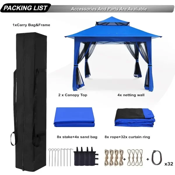 ABCCANOPY Up Gazebo 13x13 - Outdoor Canopy Tent with Mosquito Netting for Patio Garden Backyard (Blue) - Image 4