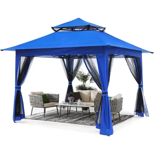 ABCCANOPY Up Gazebo 13x13 - Outdoor Canopy Tent with Mosquito Netting for Patio Garden Backyard (Blue)