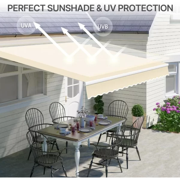 Awning Retractable Fully Assembled Manual Sunshade Shelter Aluminum Frame Canopy Tent Pergola Awnings Exterior Door Marquee Home - Image 3