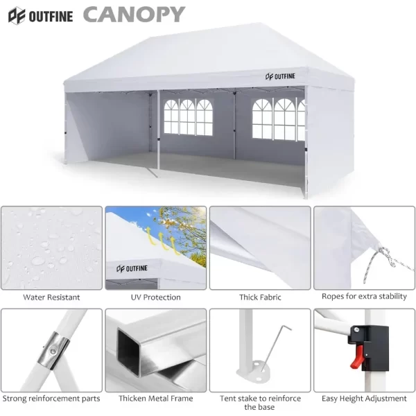 Canopy 10'X20' Pop Up Canopy Gazebo Commercial Tent with 4 Removable Sidewalls, Stakes X12, Ropes X6 for Patio Outdoor - Image 3