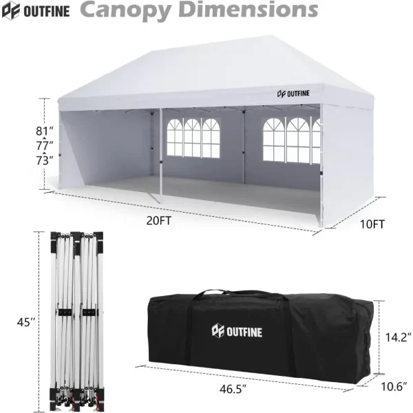 Canopy 10'X20' Pop Up Canopy Gazebo Commercial Tent with 4 Removable Sidewalls, Stakes X12, Ropes X6 for Patio Outdoor - Image 6