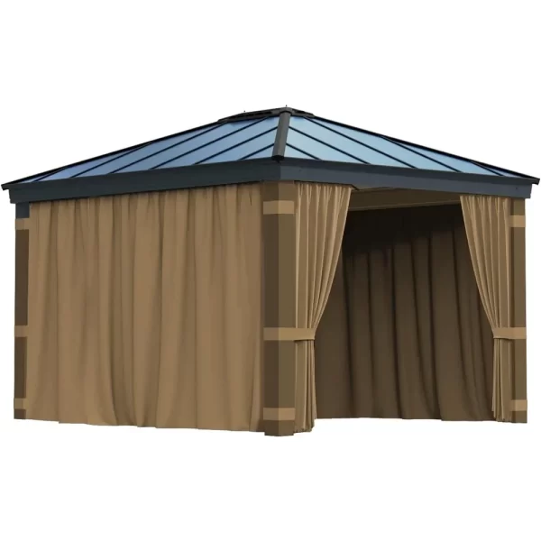 Gazebo Privacy Curtains 10' X 12' With Zipper 4-Panels Side Wall Universal Replacement for Patio Outdoor Canopy Gazebo - Image 2