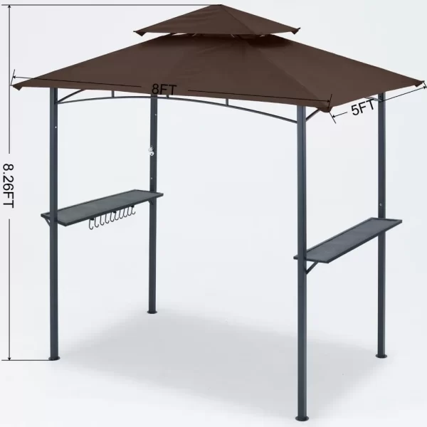 Pergola 8 X 5 BBQ Pavilion Outdoor BBQ Pavilion With 2 LED Lights Shed Tent Gazebo Shade Garden Supplies Home - Image 2