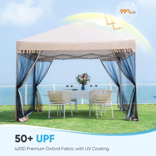 10x10 Tent Pop-Up Gazebo Canopy With Net Pergola Fully Sealed Including Waterproof & Roller Bags Gazebo Shed Shade Garden Supplies Home - Image 2