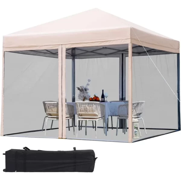 10x10 Tent Pop-Up Gazebo Canopy With Net Pergola Fully Sealed Including Waterproof & Roller Bags Gazebo Shed Shade Garden Supplies Home