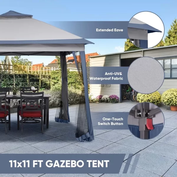 Folding Tent for Garden Heavy Duty Canopy Tent Patio Garden Backyard Gazebo Outdoor Tents for Parties With Mosquito Netting Home - Image 2