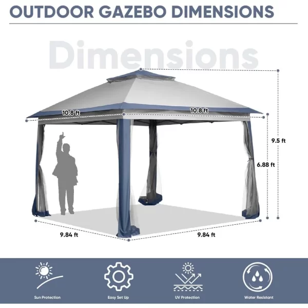 Folding Tent for Garden Heavy Duty Canopy Tent Patio Garden Backyard Gazebo Outdoor Tents for Parties With Mosquito Netting Home - Image 4