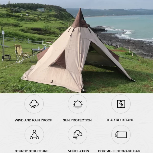 5-6 people glamping pyramid shape tipi preself hot tents for sale canvas tent ultralight inner camping new - Image 3