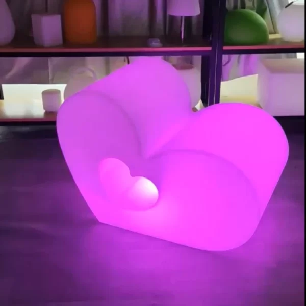 Hollow Heart Seat Lighting Furniture Statuary Beauty Display Pulse Lamps Lobby Exhibition Hall Leisure Heart Stools