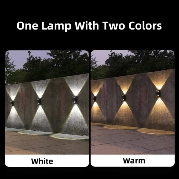 White Warm Two-color Yard Porch Stairs Solar Lights Decor Lighting Waterproof Balcony Wall Lamp Solar Outdoor LED Light Garden