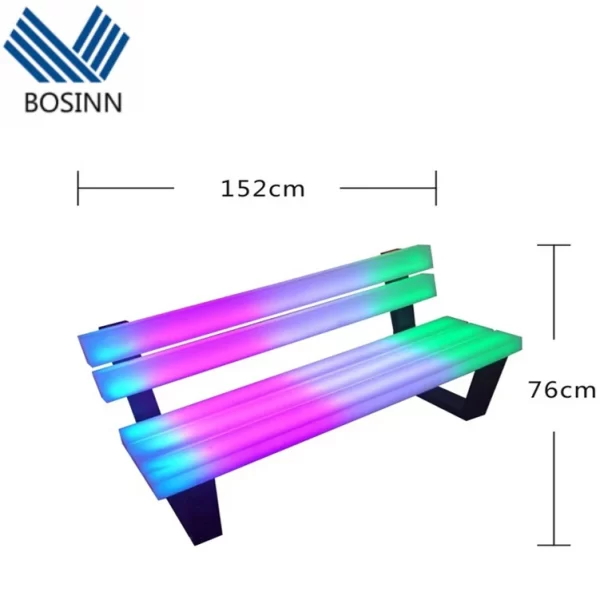 Garden Amusement Park Leisure Chair Bench PE Seat Decoration Park Benches Lighting Seat Rail RGBW Color Furniture - Image 4