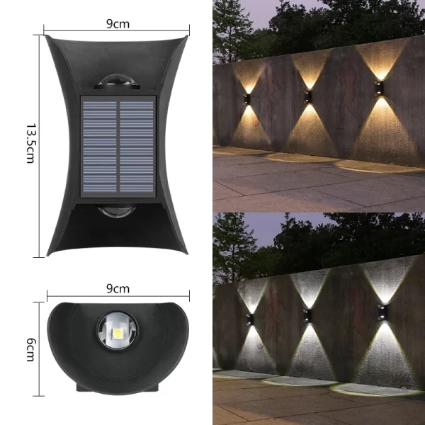 White Warm Two-color Yard Porch Stairs Solar Lights Decor Lighting Waterproof Balcony Wall Lamp Solar Outdoor LED Light Garden - Image 2