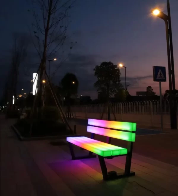 Garden Amusement Park Leisure Chair Bench PE Seat Decoration Park Benches Lighting Seat Rail RGBW Color Furniture