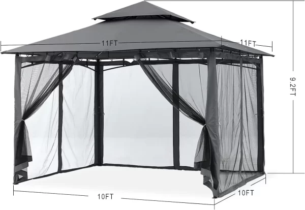 MASTERCANOPY Outdoor Garden Gazebo for Patios with Stable Steel Frame and Netting Walls (10x10,Dark Gray) - Image 3