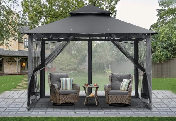 MASTERCANOPY Outdoor Garden Gazebo for Patios with Stable Steel Frame and Netting Walls (10x10,Dark Gray) - Image 4