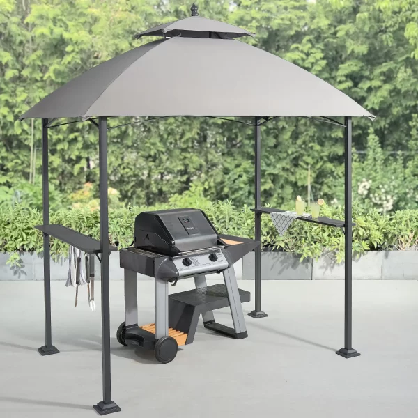 Mainstays Ledger 5' X 8' Outdoor Grill Gazebo with Canopy Top Umbrella Base Umbrella Beach Patio Furniture Outdoor Umbrella