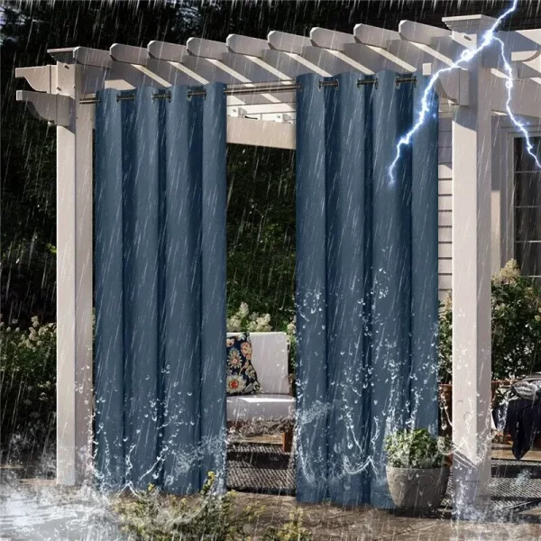 Outdoor Waterproof Curtains Sheer Curtains Patio Garden Gazebos Porch Beach Drapery Windproof Pergola Curtain Blackout Light - Image 3