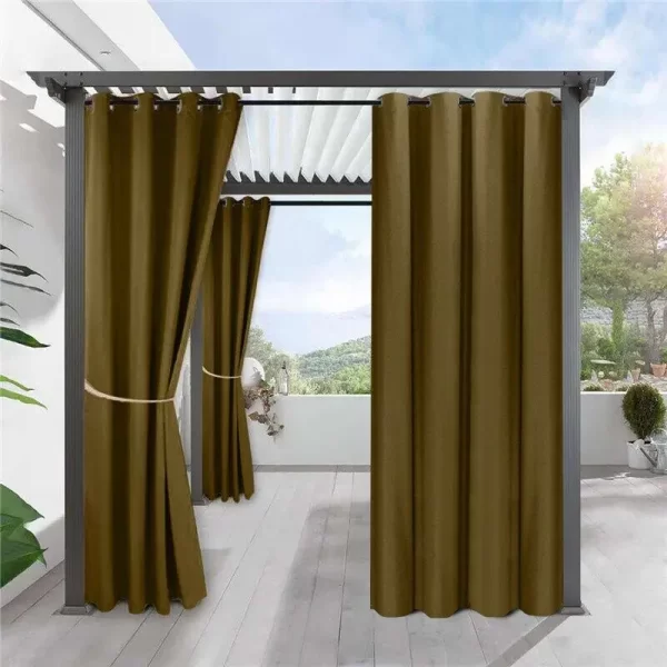 Outdoor Waterproof Curtains Sheer Curtains Patio Garden Gazebos Porch Beach Drapery Windproof Pergola Curtain Blackout Light - Image 4