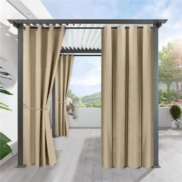 Outdoor Waterproof Curtains Sheer Curtains Patio Garden Gazebos Porch Beach Drapery Windproof Pergola Curtain Blackout Light - Image 7